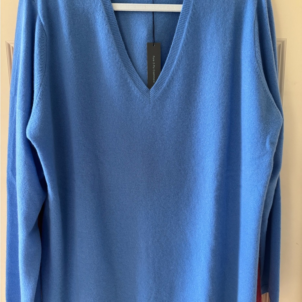 Griffen 2ply Soft Blue Cashmere Sweater 3x